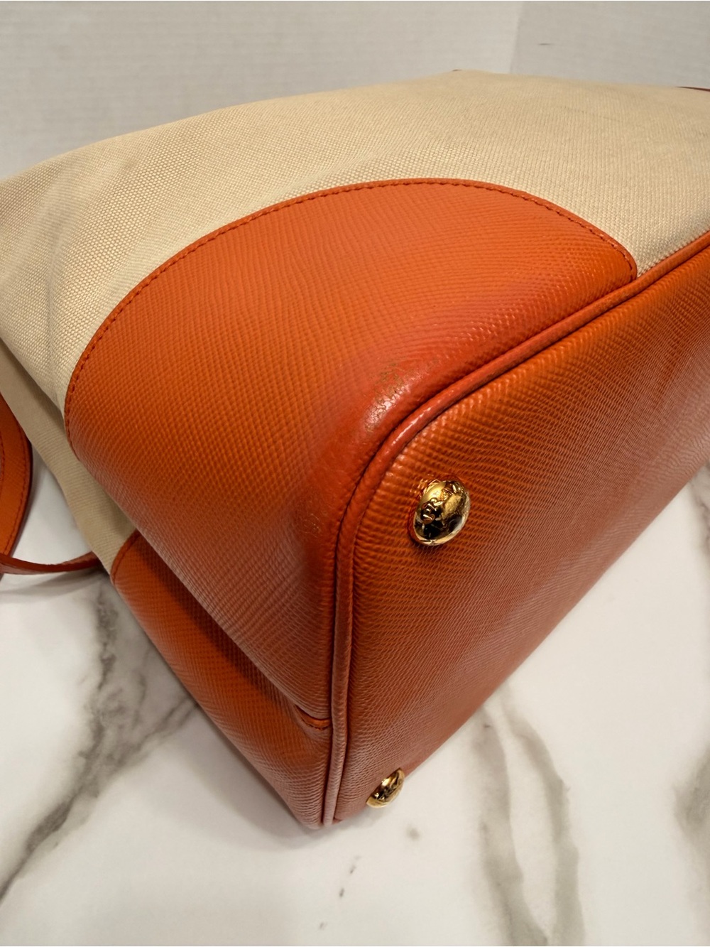 Prada Cuir Double Tote Canvas and Saffiano Leather - Picture 8 of 14